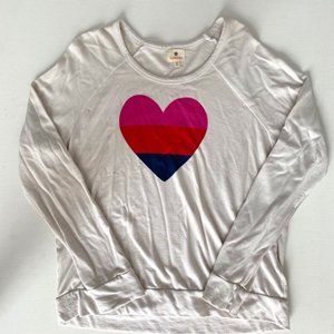 Sundry Striped Heart Print Sweatshirt